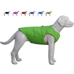Green Dog Winter Jacket, Waterproof Windproof Vest with Polar Fleece, Smooth Zipper Closure for Small to Large Dogs, Larg