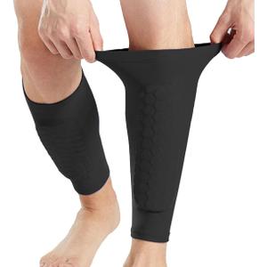 2 Pack Soccer Shin Guards Soccer Adult, Soccer Shin Guards for Kids Soccer Shin Pad with Honeycomb Pads, Shin Defender Shin Guard Sleeves, Ski Shin Guards Ski Shin Pads (X-Large, Black)