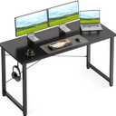 Casaottima 48 Inch Small Computer Desk for Home Office, Study Writing Table for Small Spaces, Simple Modern Desk with Headphone Hooks, Pure Black