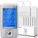 TENKER TENS Unit Muscle Stimulator, 24 Modes EMS Machine for Pain Relief Therapy/Pain Management, Rechargeable Electronic Pulse Massager with 2"x2" and 2"x4" Electrode Pads (Silver)