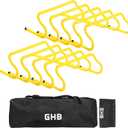 GHB Agility Hurdles 8" Speed Agility Training Hurdles, Detachable Sturdy Hurdles Training Equipment Set with Carry Bag for Kids, Athletes, Soccer, Basketball (10 Pack-Yellow)