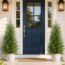 2Pack 3FT Artificial Topiary Trees for Outdoor, UV Resistant Realistic Faux Pine Shrubs Plants, Indoor Fake Trees for Home Offices Front Porch Decor