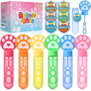 Winrayk 24 Large Paw Print Bubble Wands with Gift Card, Bubbles Bulk Puppy Dog Cat Party Favors for Kids, Easter Pinata Filler Goodie Bag Stuffer Treasure Box Classroom Prize Birthday Gift Outdoor Toy