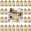 Gold Lanterns Decorative Indoor: 24 Pcs Mini Lanterns for Wedding Table Centerpieces Small Battery Powered LED Lights Bulk for Party Christmas Decor