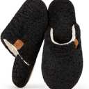 EverFoams Women's Fuzzy Slip-on Slippers Warm Cozy Soft Lightweight Memory Foam Indoor House Shoes (9-10)