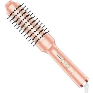 1.5 Inch Heated Round Brush,Negative Ion Thermal Brush for Blowout Look,Straightening,Curling & Voluming,Fast Heating, Dual Voltage for Travel, Pink