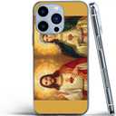 Phone Case Compatible with iPhone 14 Case Jesus and Virgin Mary Heart Religion Immaculate Catholic Silicone Shockproof Phone Cover