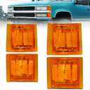 Bestview Front Turn Signal Corner Light Assembly, Upper Lower Side Marker Reflector Lamp, Chrome Housing Amber Lens Compatible with Chevy C/K 10 Pickup Truck 1500 2500 3500 1994-1998 Tahoe 1995-1999
