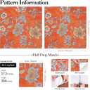 FunStick 17.5x354 Floral Wallpaper Peel and Stick Vintage Burnt Orange Wallpaper Stick and Peel Orange Floral Contact Paper for Cabinets Walls Renter Friendly Flower Wallpapers for Girls Kids Bedroom