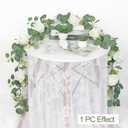TOCHGREEN 4Pcs(26 Ft) Artificial Eucalyptus & White Rose Flower Garland, Faux Rose Vine & Gypsophila Greenery for Party & Wedding Decor (White, 4PCS)