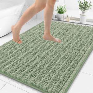 Smiry Bathroom Rugs Mat 59x35, Extra Soft Absorbent Chenille Bath Rugs, Non Slip Rubber Backing Machine Washable Quick Dry Bath Mats for Bathroom Floor, Tub, Shower, Home Decor Accessories, Sage Green