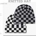 LumiSyne Knitted Beanie - Men Women Checkerboard Pattern Cuffed Slouchy Stretchy Warm Winter Hat Baggy Skull Cap (Green)
