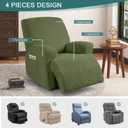 Ruaozz Recliner Chair Covers 4-Pieces Oversized Recliner Slipcovers Extra Large Stretch Reclining Chair Slipcover Washable Furniture Protector with Elastic Bottom (1 Seater-X Large, Army Green)