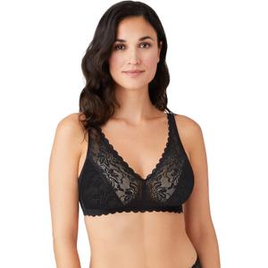Wacoal Women's Soft Sense Allover Lace Unlined Full Coverage Bralette, 810334 (Medium, Black)