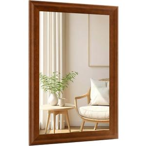 CULER Rustic Wood Wall Mirror for Bathroom,Rectangle 24 x 36 inch Hanging Vanity Mirrors with Wooden Frame for Living Room,Bedroom,Entryway(Walnut Brown)