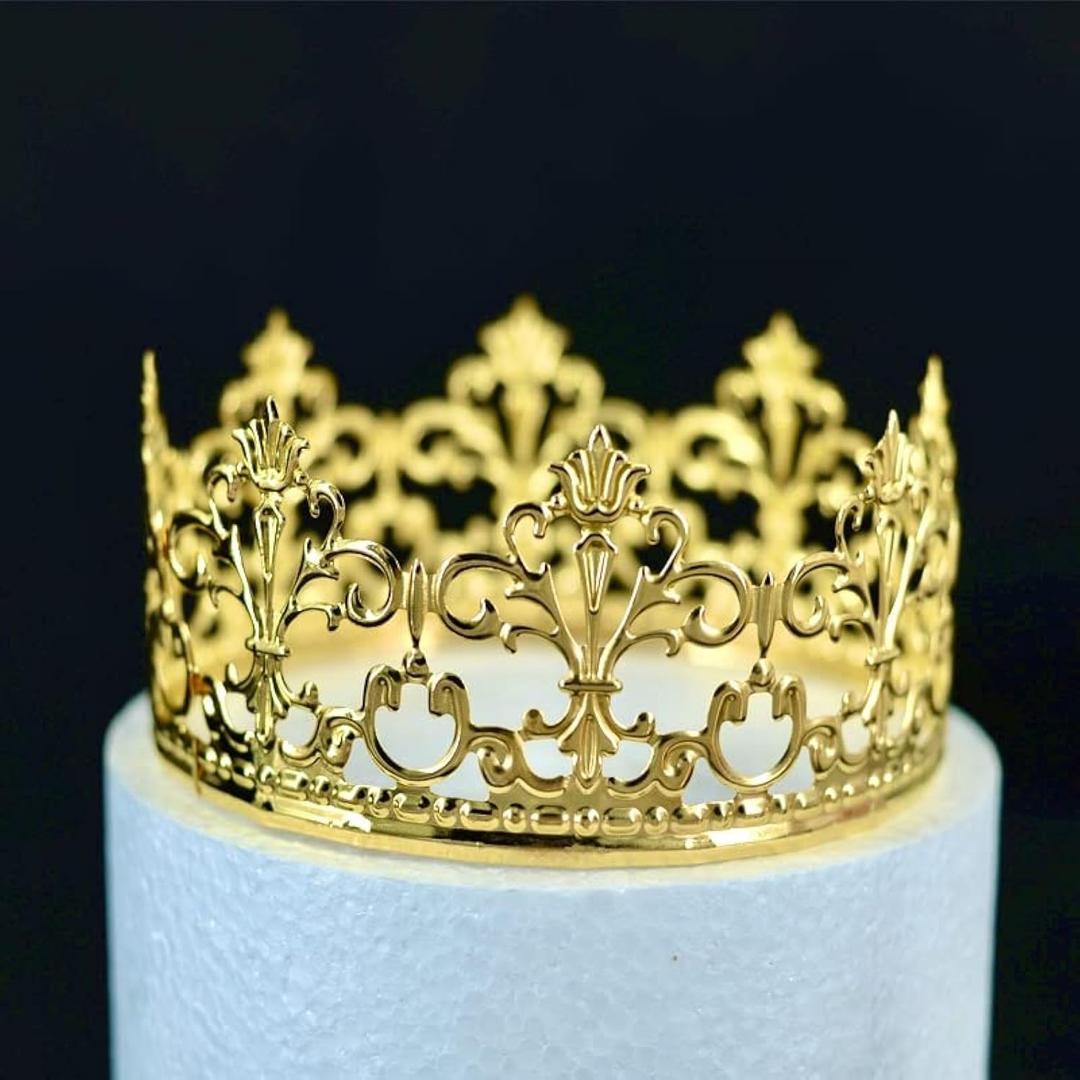 Vintage Princess Crown Cake Topper Decoration For Weddings Cake Decorations (Gold 1)
