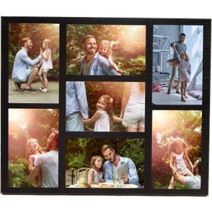 4x6 Picture Frames Collage Wall Decor, Multiple Photo Collage Frames, Mounting or Tabletop Display, 7-Opening for 4 x 6 Picture Frames for Home Living Room Family Gifts (Black)