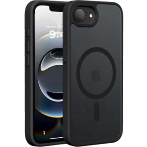 6 x Hualele Magnetic for iPhone 16e Case,Compatible with MagSafe, Military Grade Dropproof Translucent Matte Hard Back Soft Edge Slim Cover for iPhone 16e Phone Case,Black
