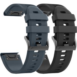 ANCOOL for Fenix 5/Fenix 6/Fenix 7 Band 22mm Silicone Watch Band for Fenix 8 Fenix E 47mm/Fenix 5 Plus/Fenix 6 Pro/Fenix 7 Pro/Forerunner 935(Black+Slate)