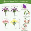 Artificial Flowers for Outdoors, 14 Bundles Fake Outdoor Flowers, UV Resistant Artificial Outdoor Plants & Flowers for Decoration, Colorful Morning Glory for Garden Porch Yard Patio, Mixed Color B