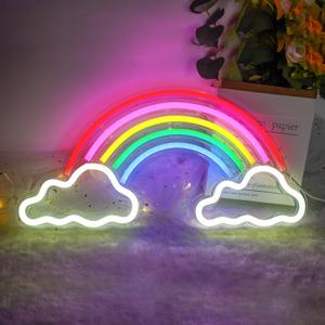 YSMNDE Rainbow Neon Sign, Dimmable LED Neon Lights USB Powered, Rainbow Decor for Girls Room, Baby Bedroom, Event Party, Christmas, Birthday Gift 15.7x7.8