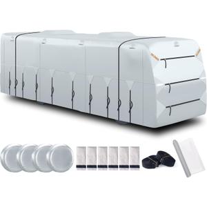300D Top Class A RV Cover with Waterproof PU Coating Rip-Resistent & Anti-UV Winter Camper Cover Fits 37' to 40' Motorhome