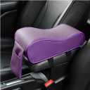 Car Armrest Cushion, Soft Memory Foam Auto Armrest Pillow with Storage Bag, Leather Center Console Arm Rest Padded Cushion with Phone Holder, Universal Car Accessories (Purple)