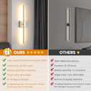 Set of 2 Battery Operated Wall Sconces, 11000mAh Wireless Rechargeable Brushed Nickel Wall Lights with Remote Control, 350°Rotate Dimmable Wall Lamp, 3 Color Temperatures, for Bedroom, Living Room