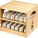 Cat Food Cans Storage Organizer, 2 Tier Stackable wood Can Storage, Can Organizer for Fridge,Cabinet,Kitchen, Holds 36 (3oz) Human and Pet Food Cans (FIFO)