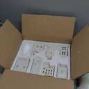 30 Pcs LED Christmas Village Set, 8 Ceramic Christmas Village Houses 17 Xmas Trees 2 Lamp Post with Snowman Santa Claus Deer Farmhouse Scenes Decor for Tabletop Mantel Holiday Display Gift (White)