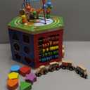 Large Activity Cube, 9-in-1 Farm-Themed Wooden Play Center, Multipurpose Montessori Toy for 1-2 Year Old Baby Toddler Kid, First Birthday Gift | Bonus Magnetic Train Cars