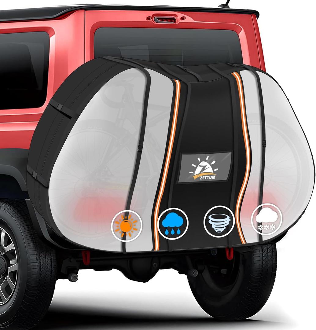 Zettum Bike Cover for Transport 1 to 2 Bike - 600D Travel Bike Covers for Bikes on Rear Bike Rack Heavy Duty & Waterproof, Outdoor Full Bicycle Rack Cover for Single Bikes on Car Hitch (Clear)