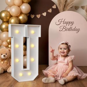 2.3FT Light up Letters, Large Marquee Letters U, 2.3 Feet Tall Big Sign U with Warm White Light for Birthday Wedding Proposal Engagement Graduation Party Backdrop Decorations