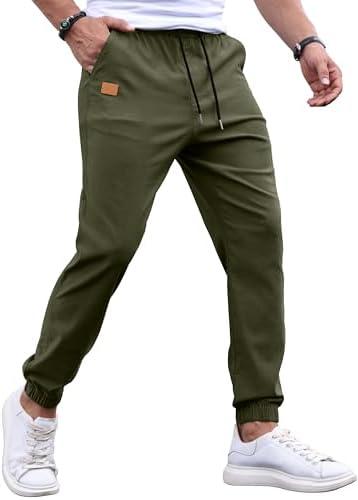 Sailwind Men's Casual Joggers Pants Drawstring Outdoor Chino Cargo Pants Twill Jogging Sweatpants Hiking (M, Army Green)