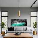 Nachic Wall Black and White Teal Waterfall Wall Art for Living Room Decor Framed Landscape Canvas Prints Painting Trees Forest Picture Artwork for Kitchen Office Home Wall Decor 12"x16" 3pcs