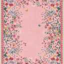 Wonnitar Washable Rug, 5x7 Pink Rugs for Living Room, Floral Print Non-Slip Area Rugs for Bedroom Girls, Soft Large Throw Carpet for Kids Nursery Room (Pink,5'x7')