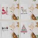 Christmas Westie Kitchen Towels Set - West Highland Terrier Gifts Waffle Decorative Dish Towels, Holiday Christmas Westie Dog Paw Tree Hand Towel for Kitchen Bathroom Decor, 16x24 Inch Set of 4