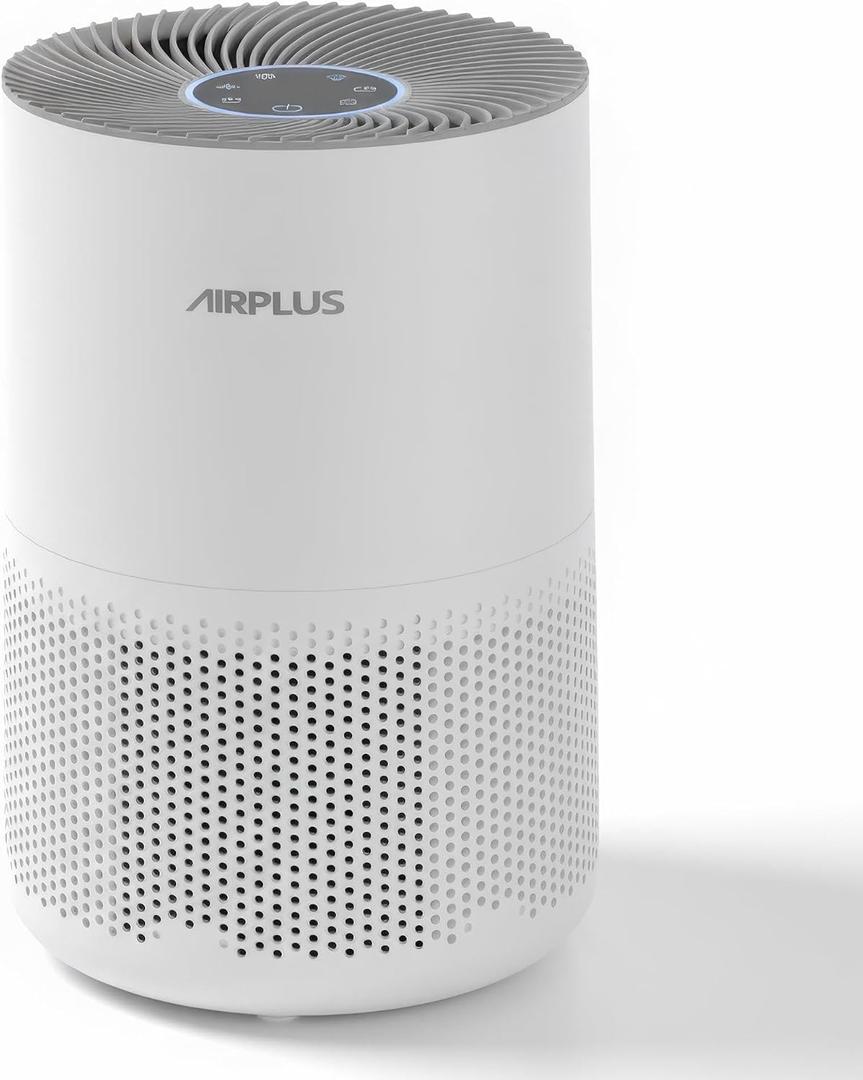 AIRPLUS Air Purifier for Home Bedroom, Covers Up to 1073 ft by 25W High Torque Motor, 3-in-1 Washable Filter with HEPA Sleep Mode, Cleaner 99.9%, Auto Mode, Child Lock, White