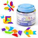 Pairez Toys Transparent Pattern Blocks, 126 Pcs Geometric Shapes Blocks, Tangram Puzzles, Practice Sorting Counting Patterning, Math Manipulatives for Kids, Back to School Supplies, Teacher Supplies, 89.96 mm x 89.96 mm x 165.1 mm