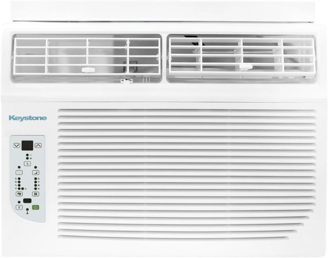 Keystone 12,000 BTU Window Air Conditioner with 11,000 BTU Supplemental Heating and Dehumidification, 230V, Window AC Unit for Living Room, Apartment, Medium Sized Rooms up to 550 Sq.Ft. (Bright White)