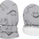 Urban Virgin Infant Baby Toddler Kids Winter Mittens Lined Fleece Warm Waterproof Ski Snow Gloves For Boys Girls (Grey Dino)