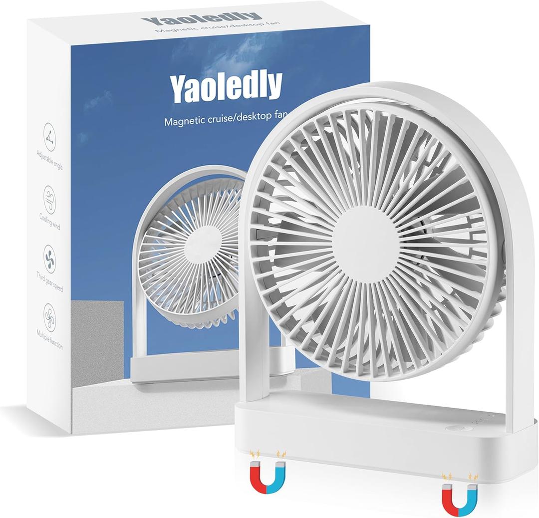 Magnetic Cruise Ship Fan, Portable USB-C Desk Fan with Strong Magnet Base, Adjustable 3 Speed & Quiet Operation, Ideal for Cruises Office Home Travel