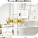 HOSOM Polished Brass Door Knob Privacy Door Knob with Lock, Interior Door Knobs for Bedroom and Bathroom, Keyless Doorknob with Round Ball, Gold Door Handle, 1 Pack