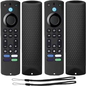 2Pack TOKERSE Silicone Remote Case Compatible with Fire Stick 4K Max (2nd Gen)/Toshiba/Insignia/Pioneer TV Alexa Voice Remote, Anti Slip Shockproof Protective Cover Sleeve with Lanyard - Black Black