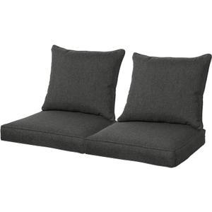 QILLOWAY Outdoor Chair Patio Repalcement Cushions,2counts,Charcoal Grey/Black