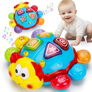 Baby Crawling Toys 6-12 Months, Musical Light Up Tummy Time Toy for Infant 0-6 7 8 9 10 Month Old, Toddler Spanish English Bilingual Learning Educational Development Easter Gift 1 2 Year Old Boy Girl