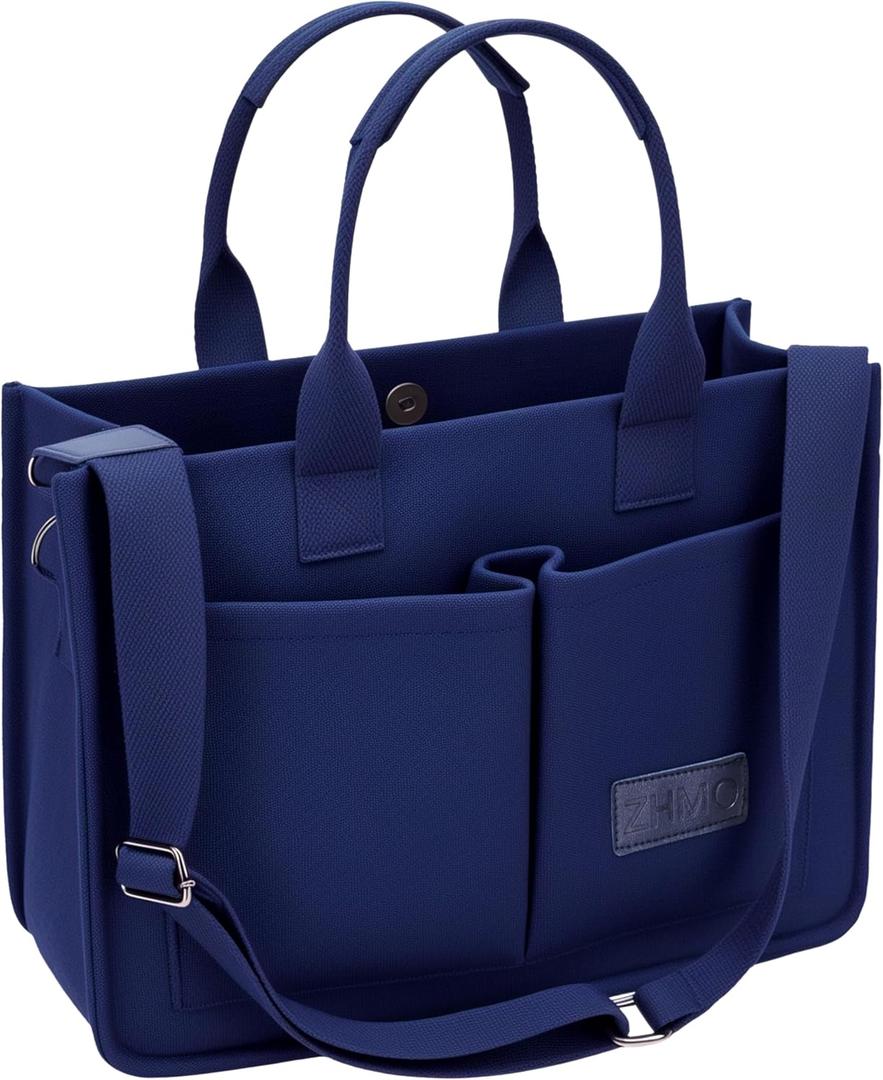 Tote Bag for Women With Compartments,Large Canvas Tote Women's Purse Crossbody Bags Work Laptop Book Bag Satchels Handbags
