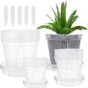 3-Pack Clear Plant Pots with Drainage Transparent Planters for Healthy Roots & Optimal Growth Ideal for Indoor & Outdoor Gardens with Matching Trays