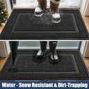 Large Front Door Mat Outside Entrance Indoor Doormat, 48" x 30" Outdoor Mats For Patio Waterproof, Outdoor Door Mats For Outside Entry, Indoor Rugs for Entryway, Sturdy Natural Rubber Entry Mat, Black
