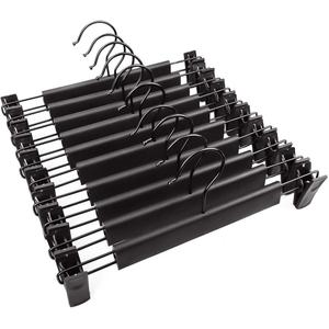 5 x 10 Pack Pants Hangers with Adjustable Non-Slip Clips Anti-Rust Hanging Hook for Trouser,Skirts,Jeans,Clothes Hangers Black